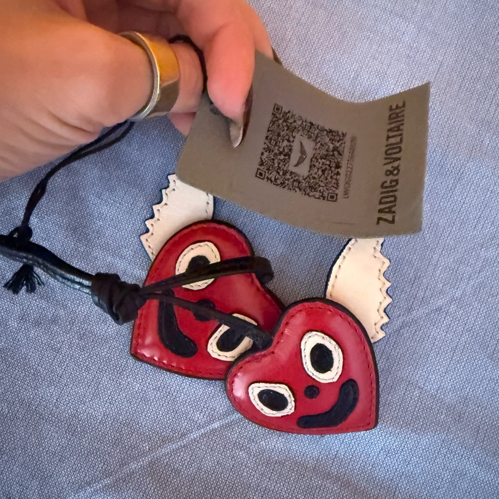 Zadig & Voltaire Red Heart Keychain with Wings - Picture 2 of 4